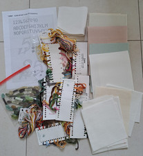 Cross Stitch Fabric & Threads Bundle Gold/silver Wedding Pattern Kit Many Items 