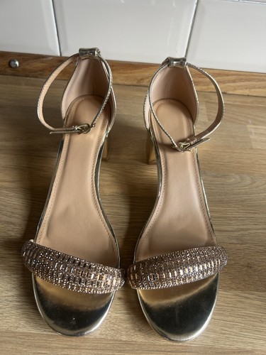 Gold block heels - gold, shoes