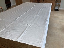 Vintage Almost Square White Damask Tablecloth 223cm x 218cm