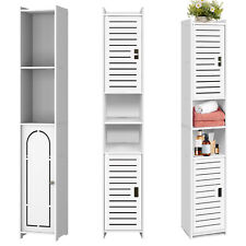 Tall Bathroom Cupboard White Storage Cabinet Slim Narrow Drawers Door Tower Unit