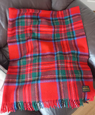 TARTAN TRAVEL RUG Red Blue Green Wool Travel Rug Throw 64" Length X 50" Wide