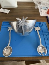 Vtg Aluminum Palm Tree Salad
