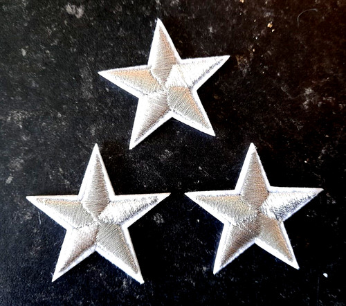 Silver star patch 4cm x - star,