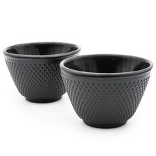Zen Minded Traditional Japanese Cast Iron Tea Cup Pair 120ml -  Hobnail