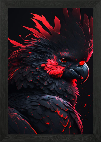 Black cockatoo framed wall - black,