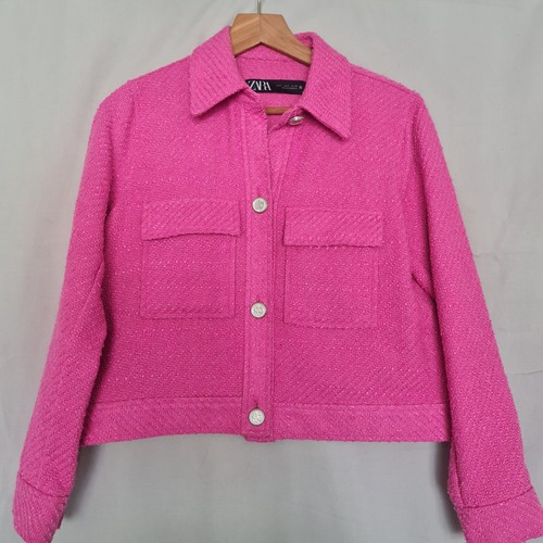 Zara womens pink boucle - pink,
