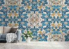3D Art Nouveau Blue Floral