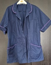 Boyd Cooper Blue Tunic with purple Trim Collar & Pockets size 24