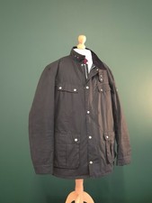 Barbour International Duke Waxed Jacket Men's Size XL Black Quilted Lined Biker