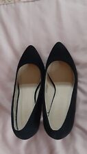 Black real Suede Leather High Heeled Court Shoes. Unworn. Wide EEE Fitting. 