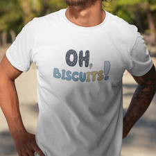 Oh Biscuits White T-Shirt Top - Kids Adults Matching Bingo TV Dog Bluey Inspired