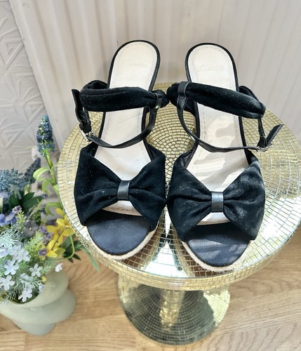 Clarks suede wedge style heels - suede,