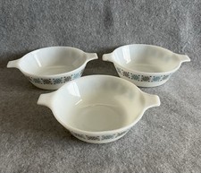 Vintage Pyrex 3x Chelsea Blue Bowls Milk Glass Trio