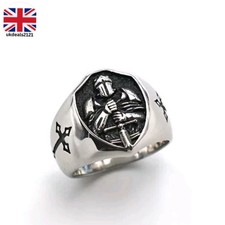 Mens Signet Ring Warrior Cross