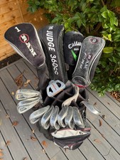 FULL MENS RIGHT HANDED RAM / BEN SAYERS GOLF SET WITH WILSON DEEP RED CART BAG