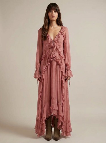 Mango chiffon ruffle maxi - ,