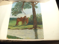horse oil on board painting