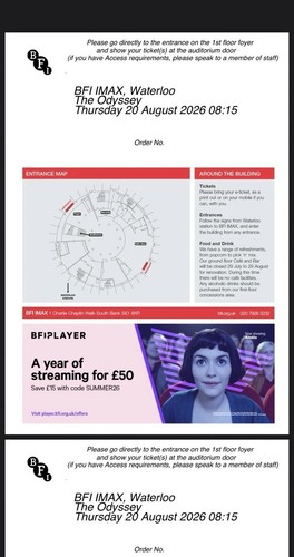 The odyssey tickets bfi - the,