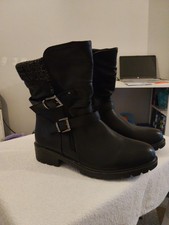 Ladies Black Buckle/Zip Ankle