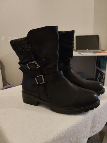 Ladies black buckle zip ankle - ladies, buckle/zip