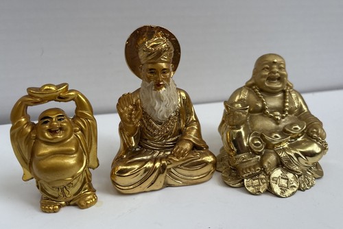 Vintage golden resin buddha - golden, w/