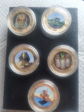 Cook Islands $1 Coin Treasures Ancient Egypt Throne Of Tutankhamun Gold Plated