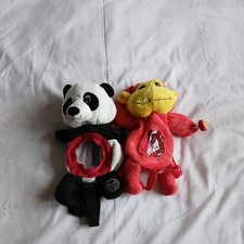 Chupa Chups Plush  Panda+Monkey Stuffed Animal Backpack Holding Lollipop 