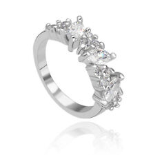 Elegant White Gold finish Clear Cubic Zirconia Dress Ring + Box + Gift Bag