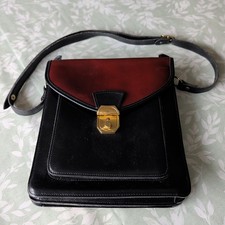 Vintage Black Tan Real Leather