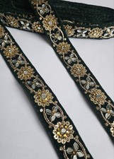 1Yard Embroidered Border Indian Saree Lace Trim Fabric Asian Traditional Wedding