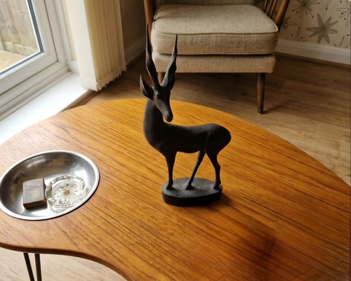 Mid century antelope carving - antelope,