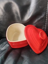 Le Creuset Ramekin Heart DISH Red Love Stoneware with Lid 