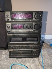 Old School Hifi Stereo Panasonic Cassette CD Aux Player And 2 Sony Speakers