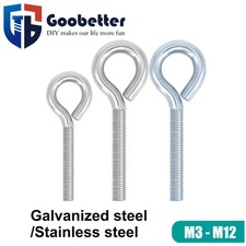 GALVANISED EYE SCREWS HOOKS EYE BOLTS CLOSED SCREWS ROD STAINLESS THREADED RINGS