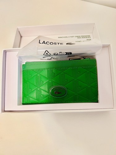 Lacoste green leather card - lacoste,