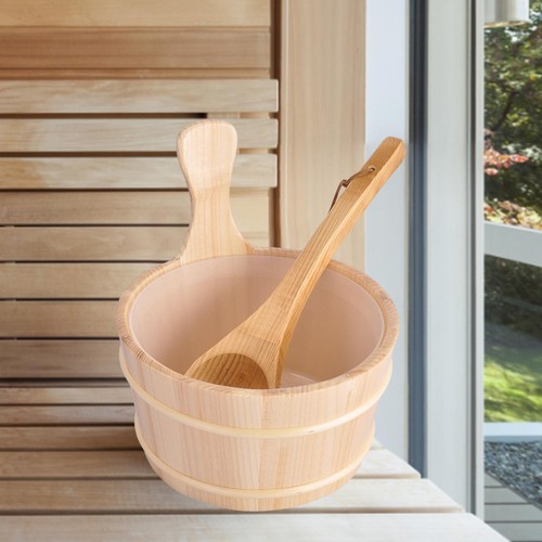 Natural wooden sauna bucket - natural,