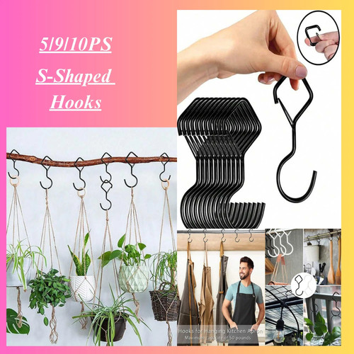 Shaped hooks with safety - s-shaped,