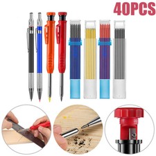 40PCS Deep Hole Solid Carpenter Pencil Marker Woodworking Marking Mechanical Kit