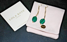 Lola Rose Green Malachite Gold Drop Earrings – Brand New – Semi-Precious Style