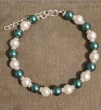 Green And White Memory Wire Bracelet