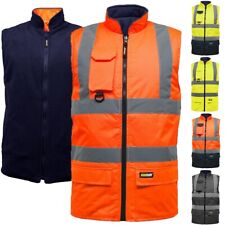 Hi Vis Visibility Reversible Fleece Lined Bodywarmer Safety Gilet Vest Waistcoat