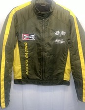 Unisex Vintage Rare Dakota Racing Jacket Size Large Khaki Green Yellow