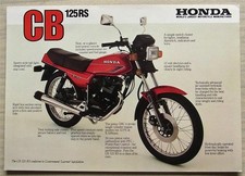 HONDA CB125RS-D MOTORCYCLE Sales Specification Leaflet c1984
