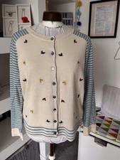 White Stuff Organic Cotton/mohair Bird Embroidered Cardigan UK 12
