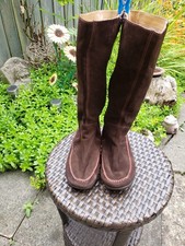 Clarkes Active Air Brown Suede High Calf Zip Boots Size UK 6 D Stitching