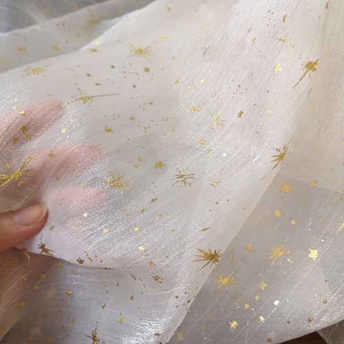 Star printed lace mesh fabric - star,