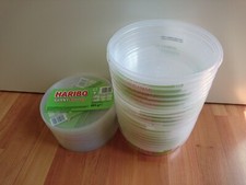 20 x Deep Empty Haribo Round Plastic Containers with lids stackable storage tubs
