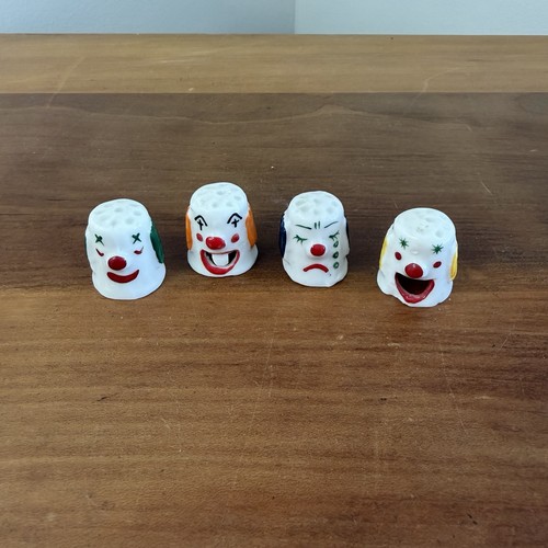 Porcelain clown thimble set - thimble,