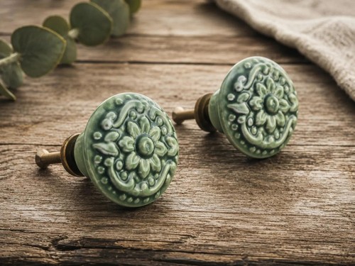 Etched sage green floral