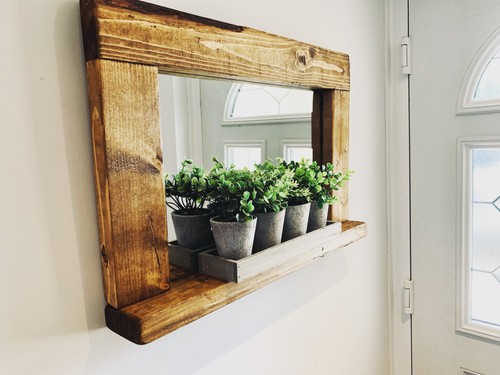 English oak waxed mirror - oak, with